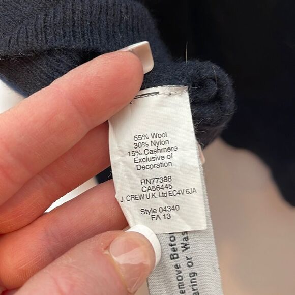 J. Crew Cashmere Wool Blend Embellished Navy Long Sleeve Sweater. Size XL. - Picture 7 of 7